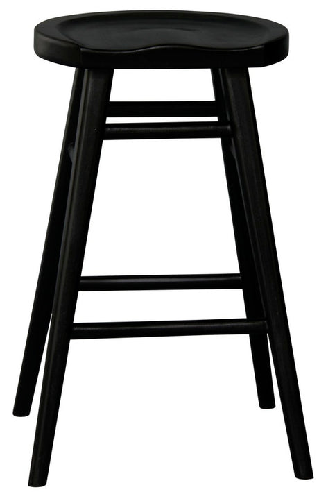 Scandinavian Solid Mahogany Counter Stool - Black