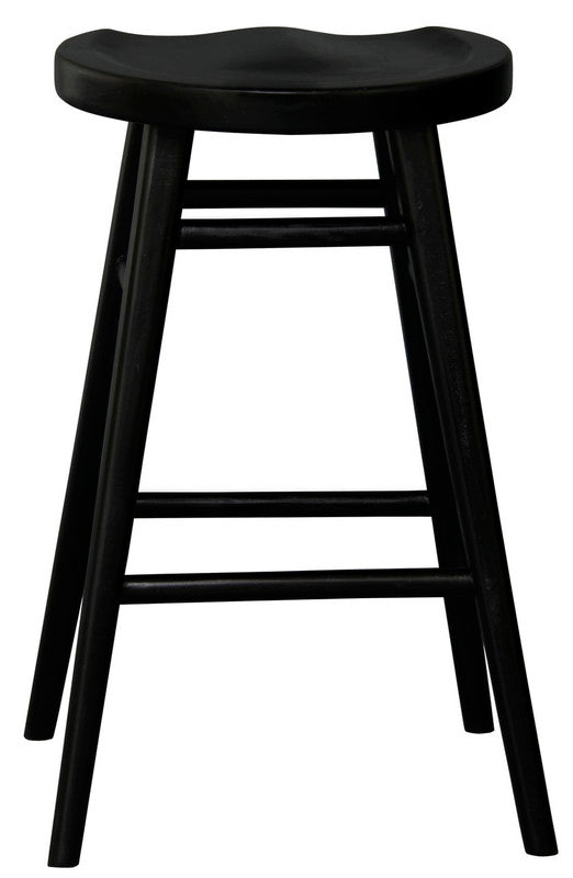 Scandinavian Solid Mahogany Counter Stool - Black