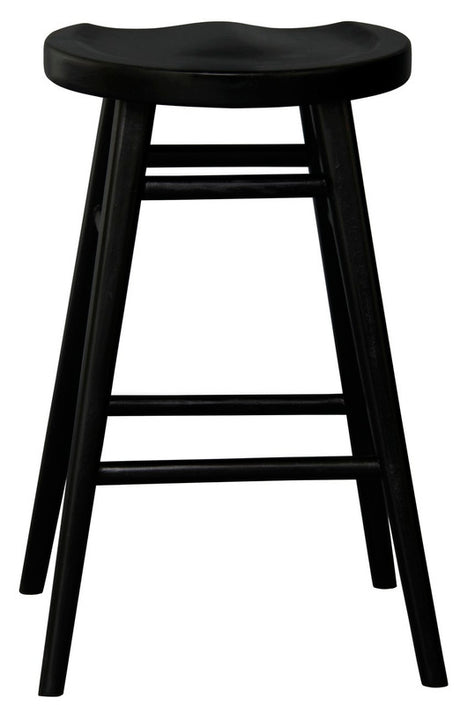 Scandinavian Solid Mahogany Counter Stool - Black
