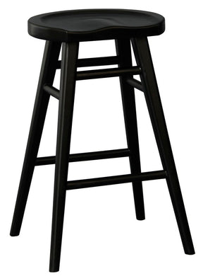 Scandinavian Solid Mahogany Counter Stool - Black