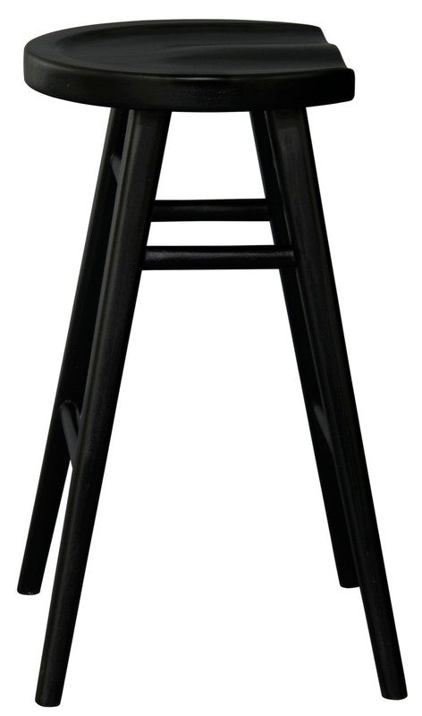 Scandinavian Solid Mahogany Counter Stool - Black