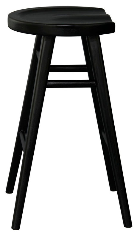Scandinavian Solid Mahogany Counter Stool - Black