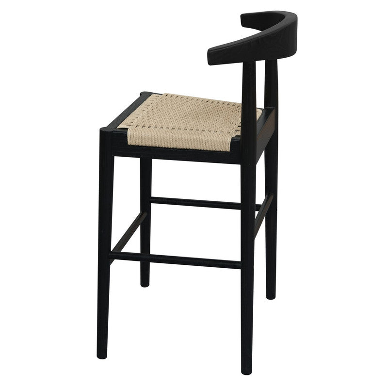 Arden Solid Oak Loom Counter Stool - Black