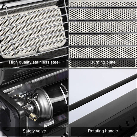 Portable Camping Gas Heater Outdoor Heating Stove Gas Baking Hunting Warmer AU black