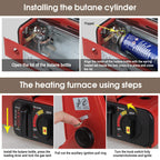 Portable Camping Gas Heater Outdoor Heating Stove Gas Baking Hunting Warmer AU black