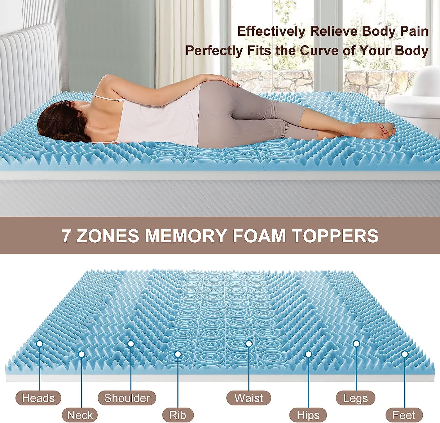 7 Zone Cool Gel Memory Foam Mattress Topper