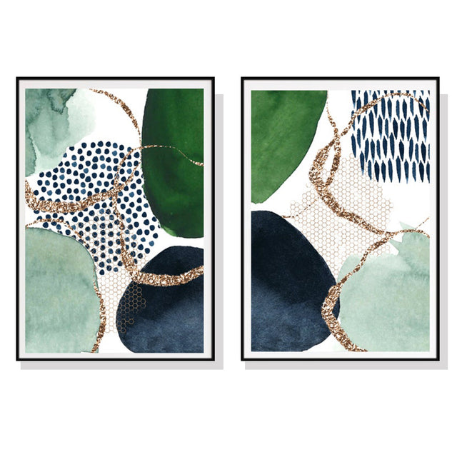 Wall Art Abstract Canvas 2 Sets Framed Decorative Artwork for Living Room or Office