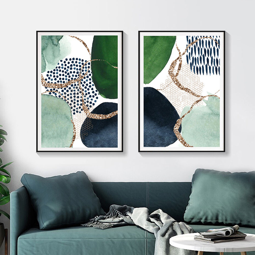 Wall Art Abstract Canvas 2 Sets Framed Decorative Artwork for Living Room or Office