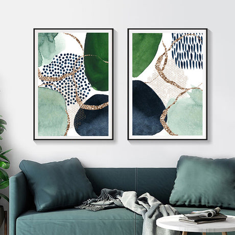Wall Art Abstract Canvas 2 Sets Framed Decorative Artwork for Living Room or Office