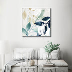 Wall Art Watercolour style botanical leaves 2 Sets White Frame Canvas Decor