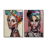 Wall Art African Women Canvas Wall Decor Framed Portraits for Modern Home