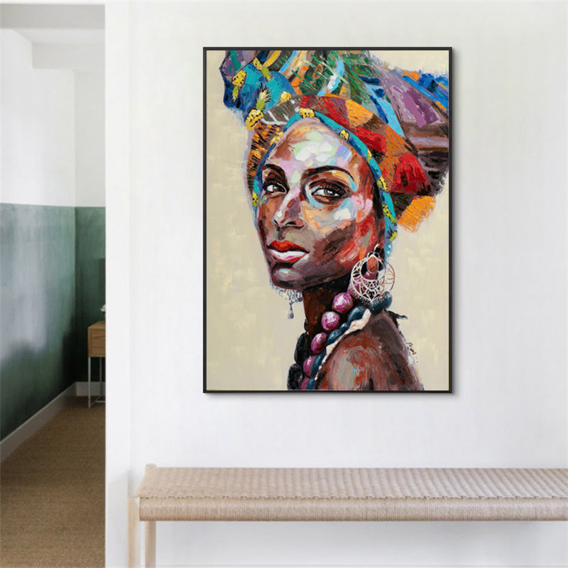 Wall Art African Women Canvas Wall Decor Framed Portraits for Modern Home