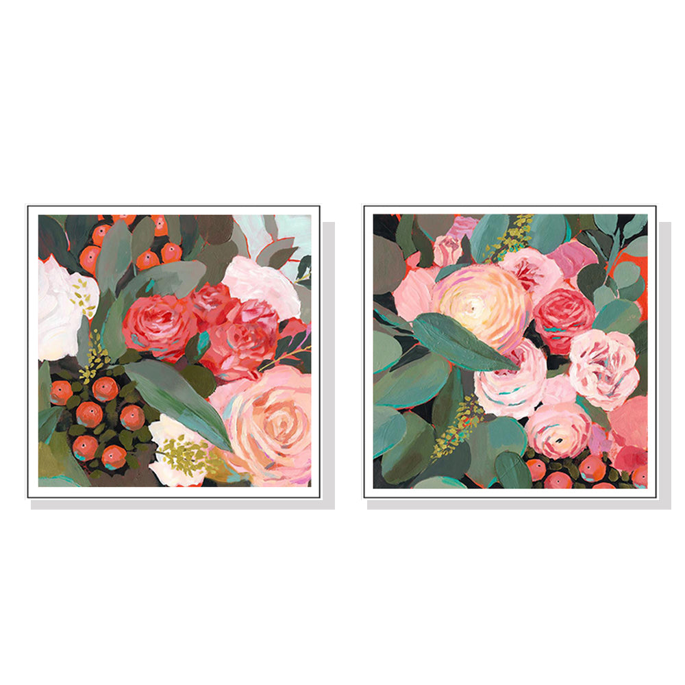Wall Art Eucalyptus Bouquet 2 Sets Framed Canvas Prints for Living Room Decor