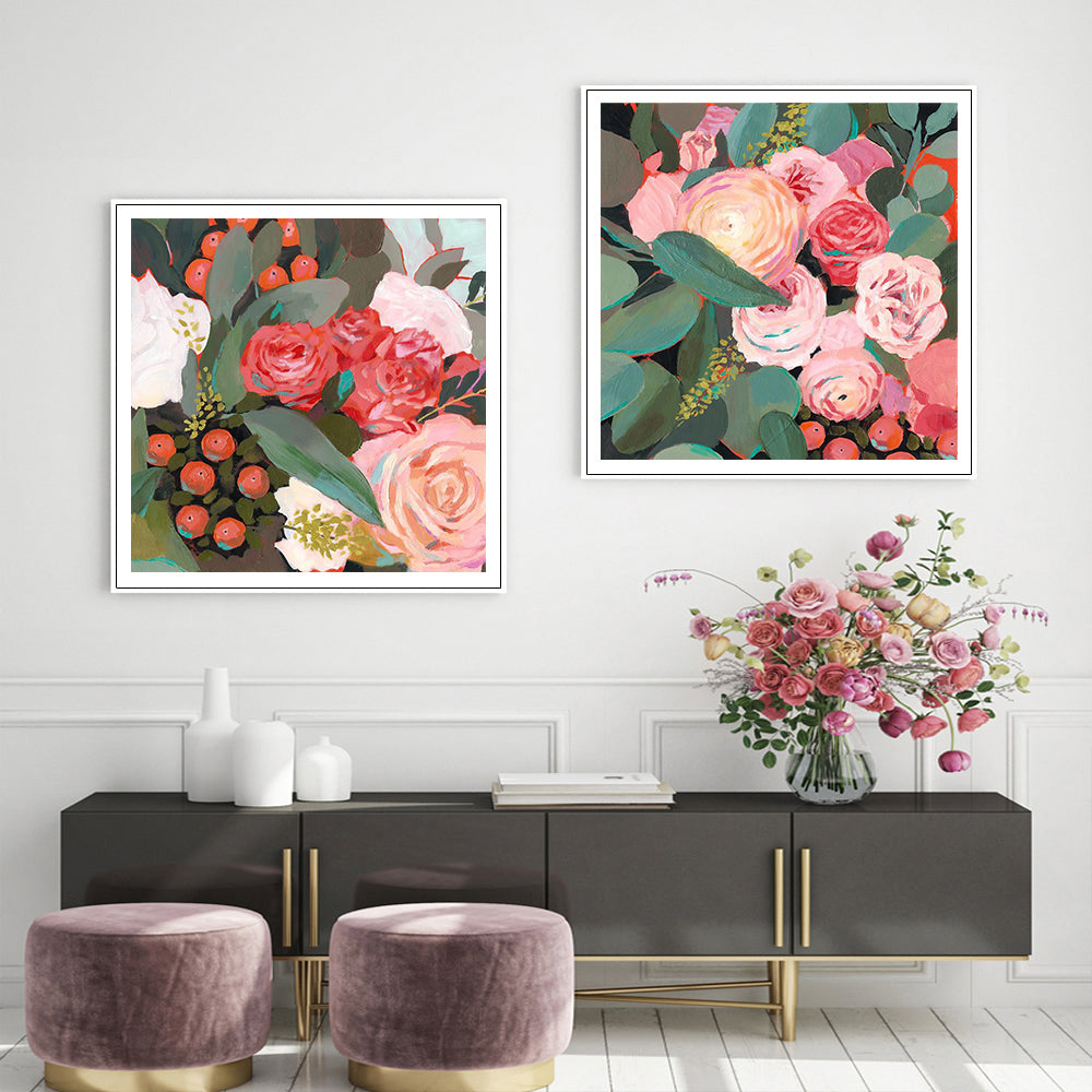Wall Art Eucalyptus Bouquet 2 Sets Framed Canvas Prints for Living Room Decor