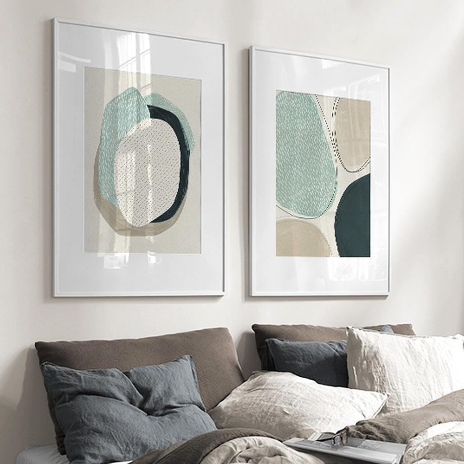 Wall Art Abstract Circle Canvas Framed Set for Home Decoration and Living Spaces