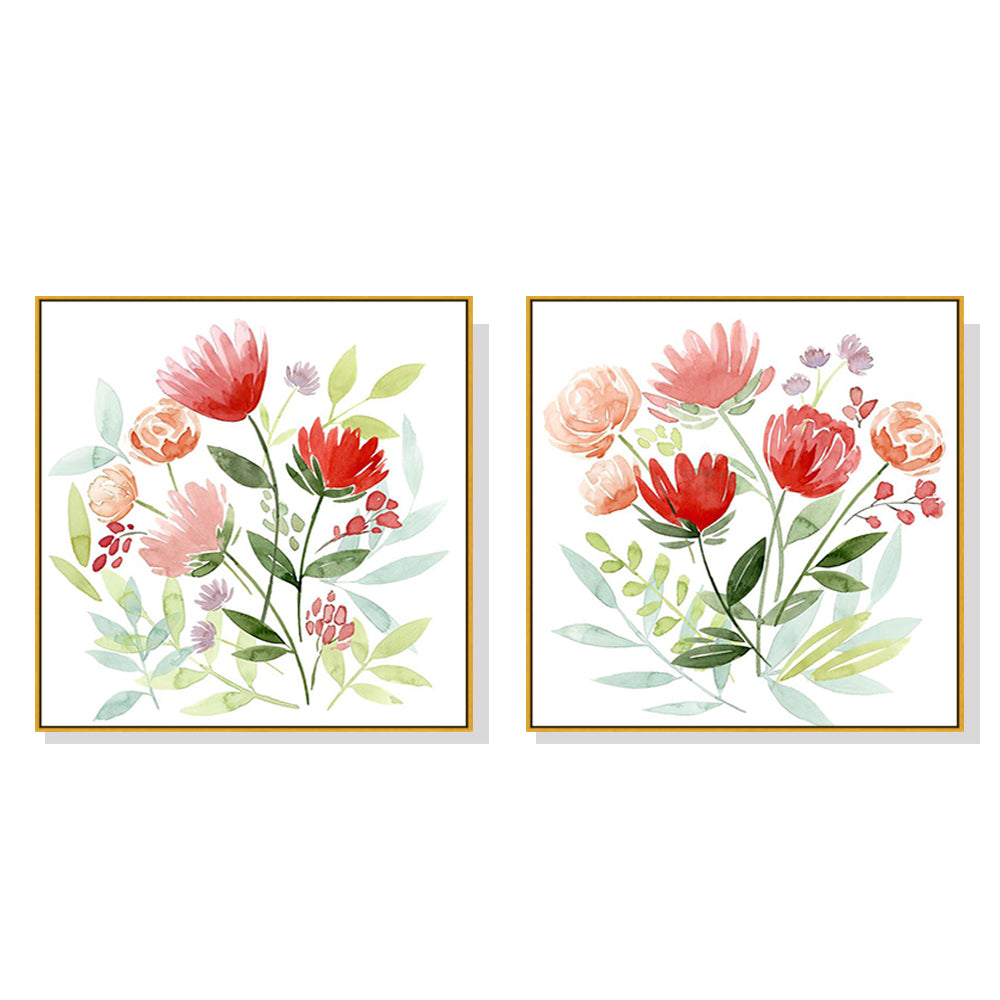 Wall Art Florals 2 Sets Gold Frame Canvas Decorative Home Wall Decor Gallery