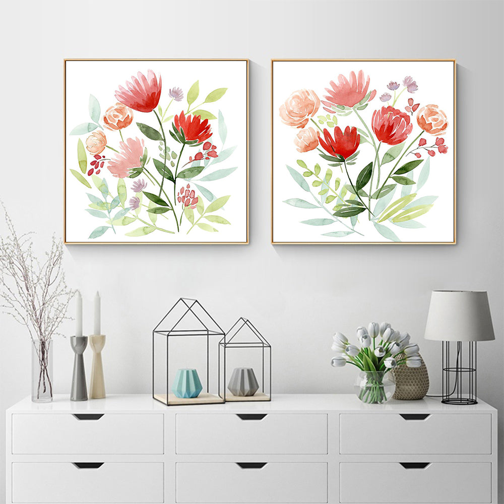 Wall Art Florals 2 Sets Gold Frame Canvas Decorative Home Wall Decor Gallery