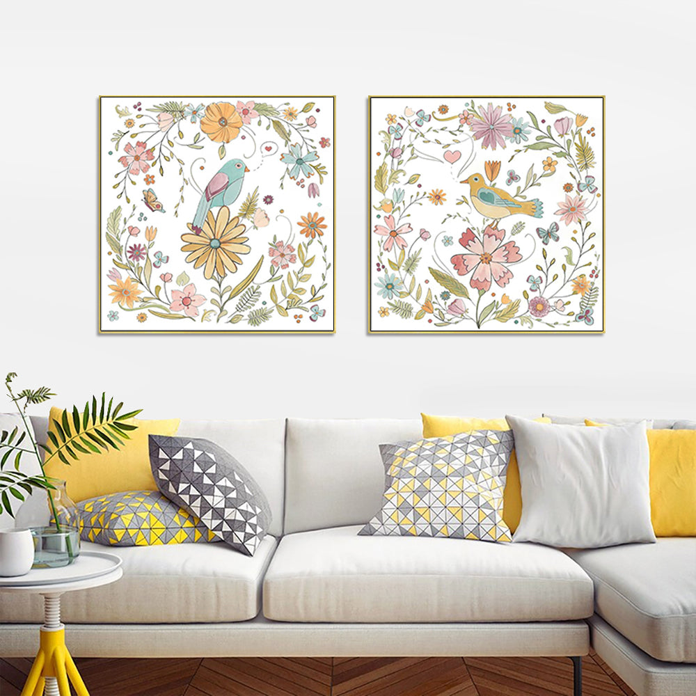 Wall Art Floral Birds Canvas Decorative Home Decor Canvas Print for Living Room