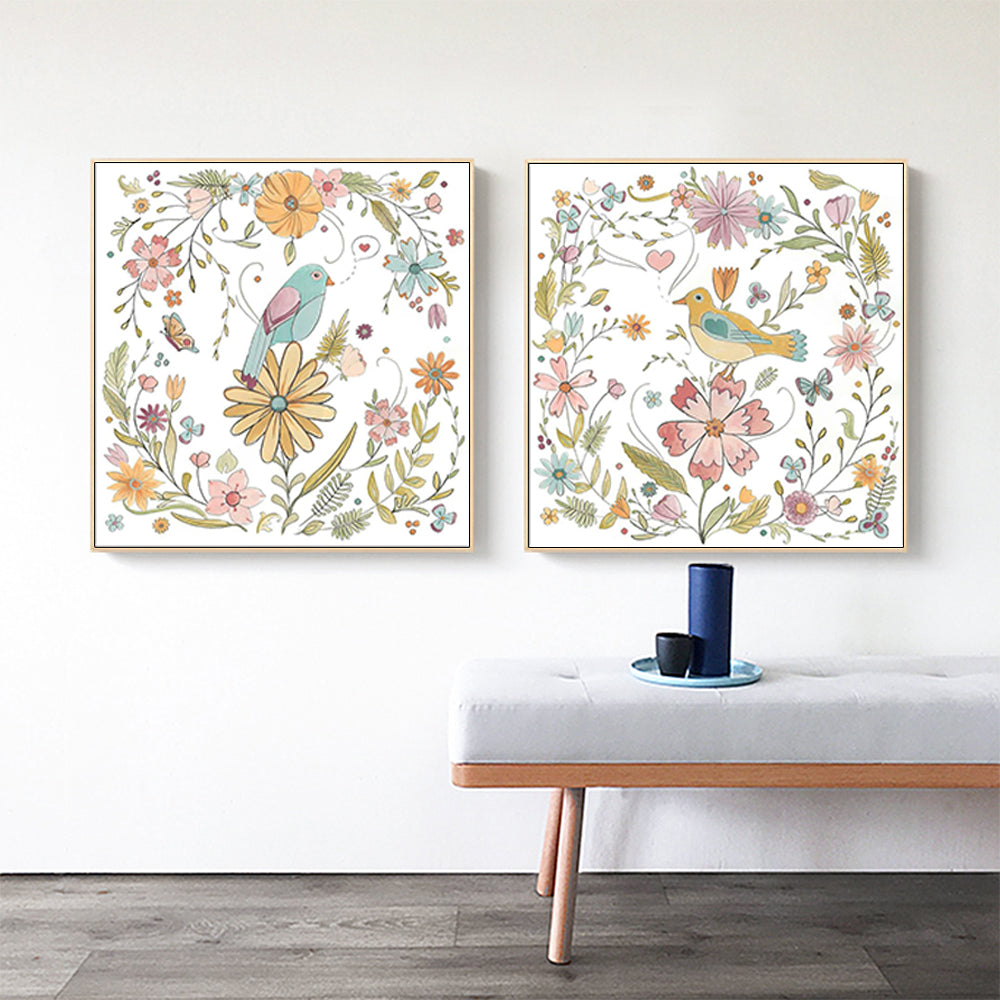 Wall Art Floral Birds Canvas Decorative Home Decor Canvas Print for Living Room