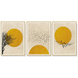 Wall Art Flock Of Birds Sun Silhouette 3 Sets Gold Frame Canvas Home Decor