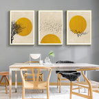 Wall Art Flock Of Birds Sun Silhouette 3 Sets Gold Frame Canvas Home Decor