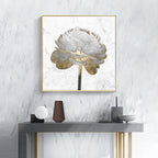 Wall Art Gold and White Blossom on White 2 Sets Gold Frame Canvas Print