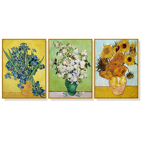 Wall Art Van Gogh Sunflowers Roses 3 Sets Gold Frame Canvas Print Home Decor