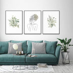 Wall Art Botanical Line Girl 3 Sets Frame Canvas Framed Canvas Prints for Home Decor
