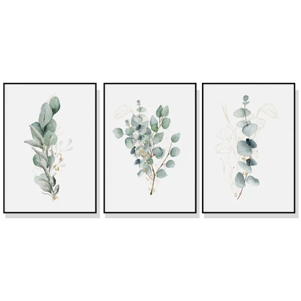 Wall Art Eucalyptus Plant 3 Sets Framed Canvas for Living Room Bedroom Decoration