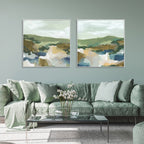 Wall Art Abstract Landscape 2 Sets White Frame Canvas Modern Home Decor Set