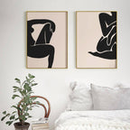 Wall Art Female Figure 2 Sets Gold Frame Canvas Decorative Modern Framed Prints