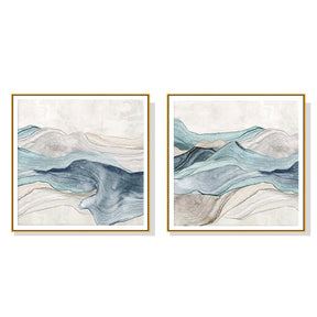 Wall Art Mountain 2 Sets Gold Frame Canvas Decorative Prints for Home Decor