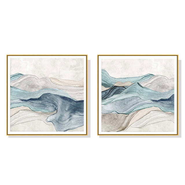 Wall Art Mountain 2 Sets Gold Frame Canvas Decorative Prints for Home Decor
