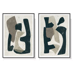 Wall Art Abstract Puzzle 2 Sets Black Frame Canvas Prints for Home Decor