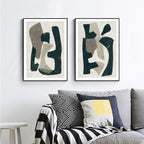 Wall Art Abstract Puzzle 2 Sets Black Frame Canvas Prints for Home Decor