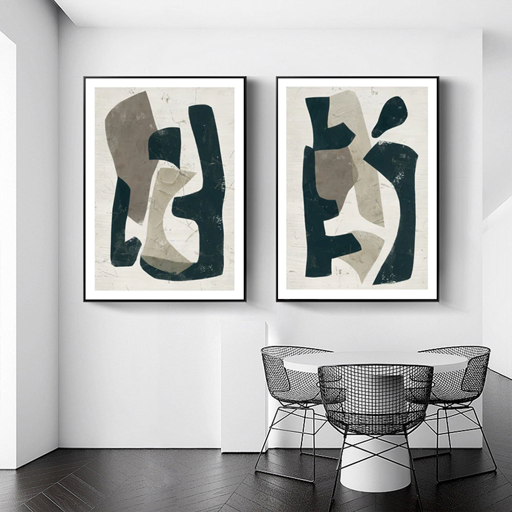 Wall Art Abstract Puzzle 2 Sets Black Frame Canvas Prints for Home Decor