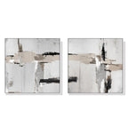 Wall Art Neutral Abstract White Frame Canvas Set - Modern Minimalist Décor