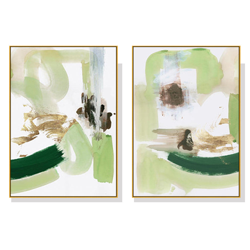 Wall Art Abstract Green Mint Gold Frame Canvas Decorative Modern Wall Décor for Home