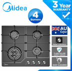 60cm Black Gas Glass Cooktop