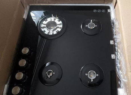 60cm Black Gas Glass Cooktop