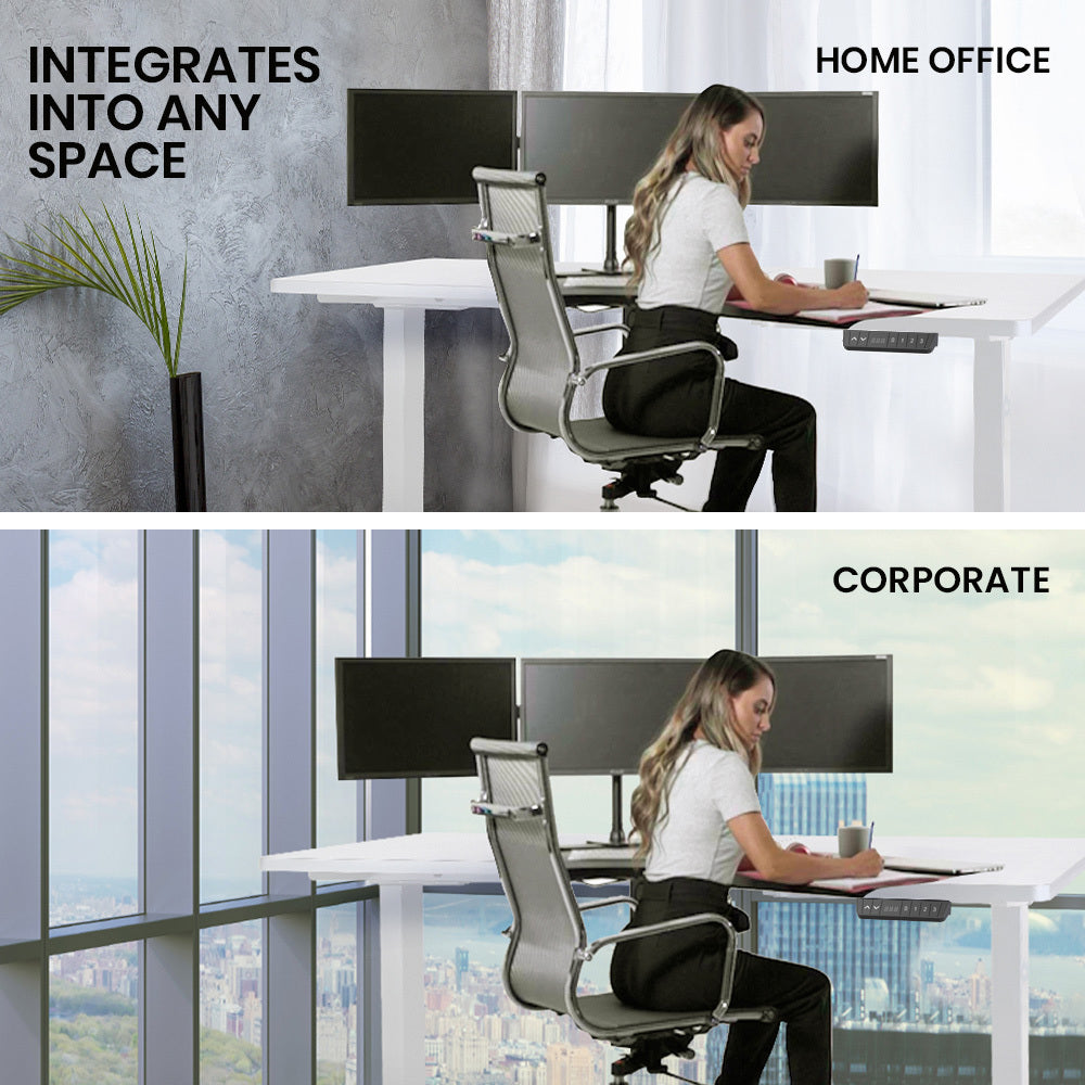 FORTIA Dual Motor Adjustable L-Shaped Desk