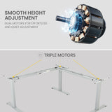 FORTIA 3-Motor Height Adjustable Corner Desk