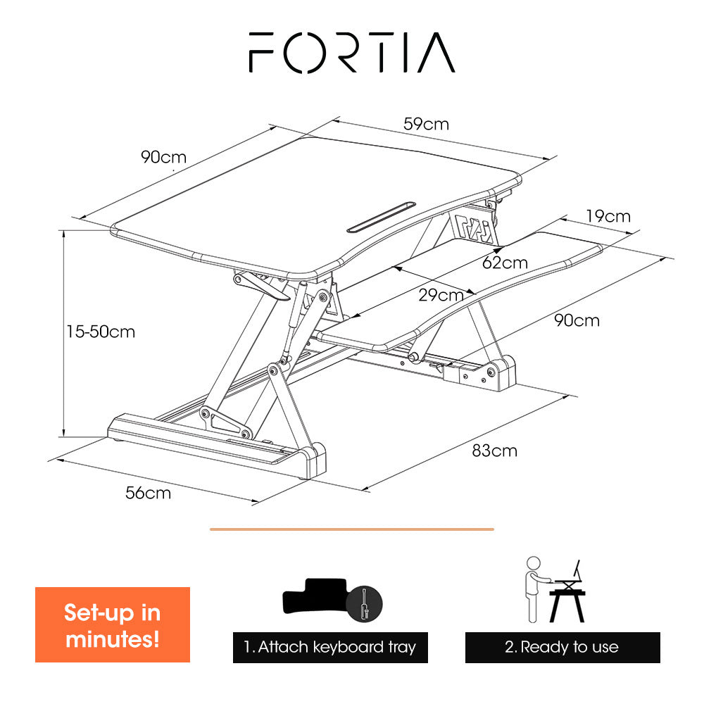 FORTIA 90cm Adjustable Sit-Stand Desk Riser