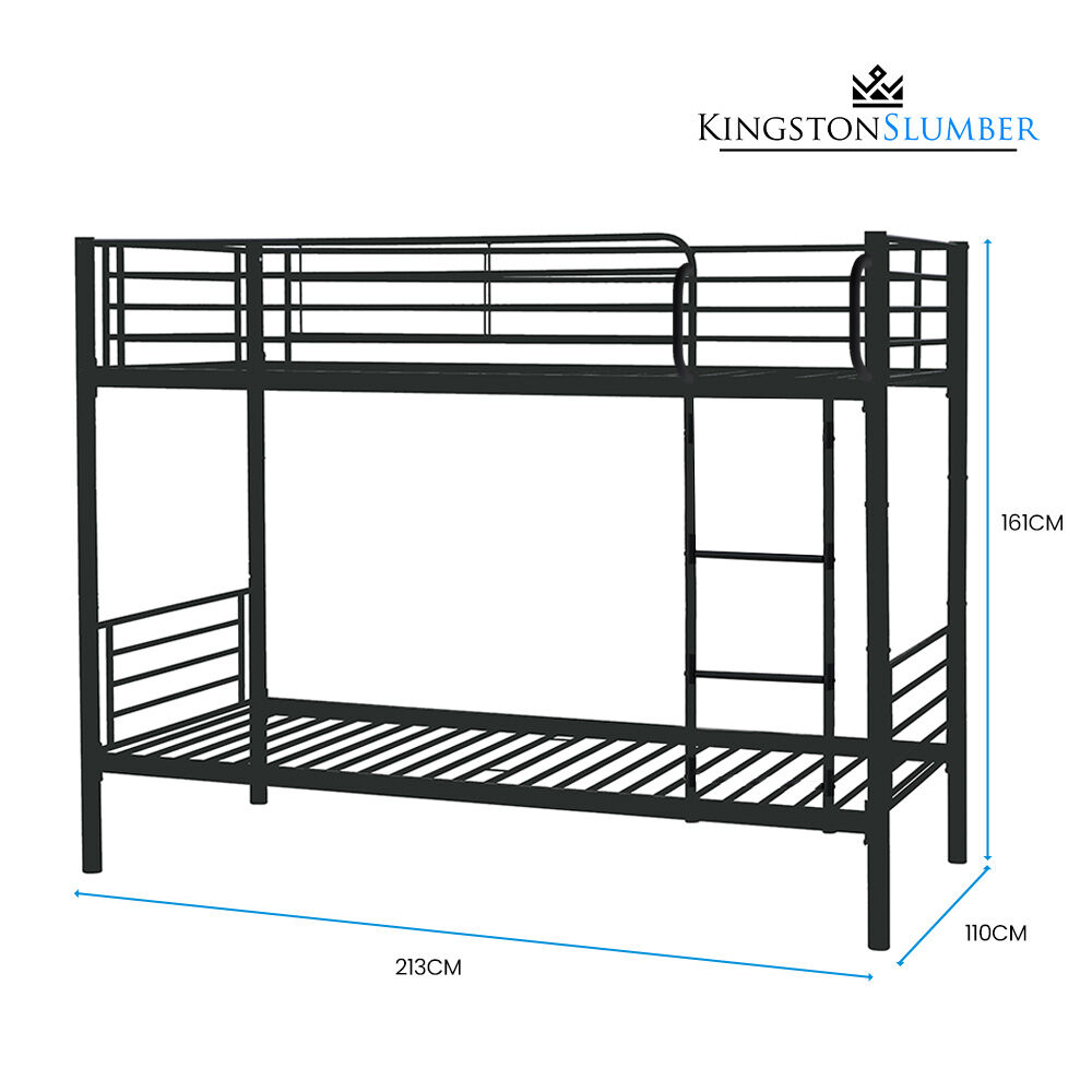 Kingston Slumber 2in1 King Single Metal Bunk Bed Frame, with Modular Design, Dark Matte Grey