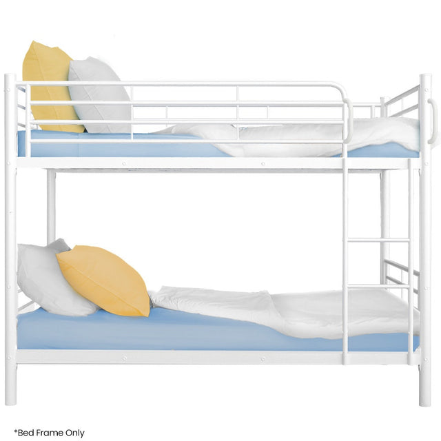 KINGSTON SLUMBER 2in1 King Single Metal Bunk Bed Frame, with Modular Design, Matte White