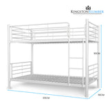 KINGSTON SLUMBER 2in1 King Single Metal Bunk Bed Frame, with Modular Design, Matte White