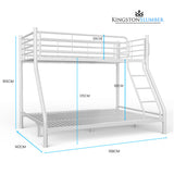 KINGSTON SLUMBER Single over Double Metal Bunk Bed Frame, Matte White