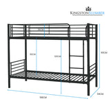 Kingston Slumber 2in1 Single Metal Bunk Bed Frame, with Modular Design, Dark Matte Grey