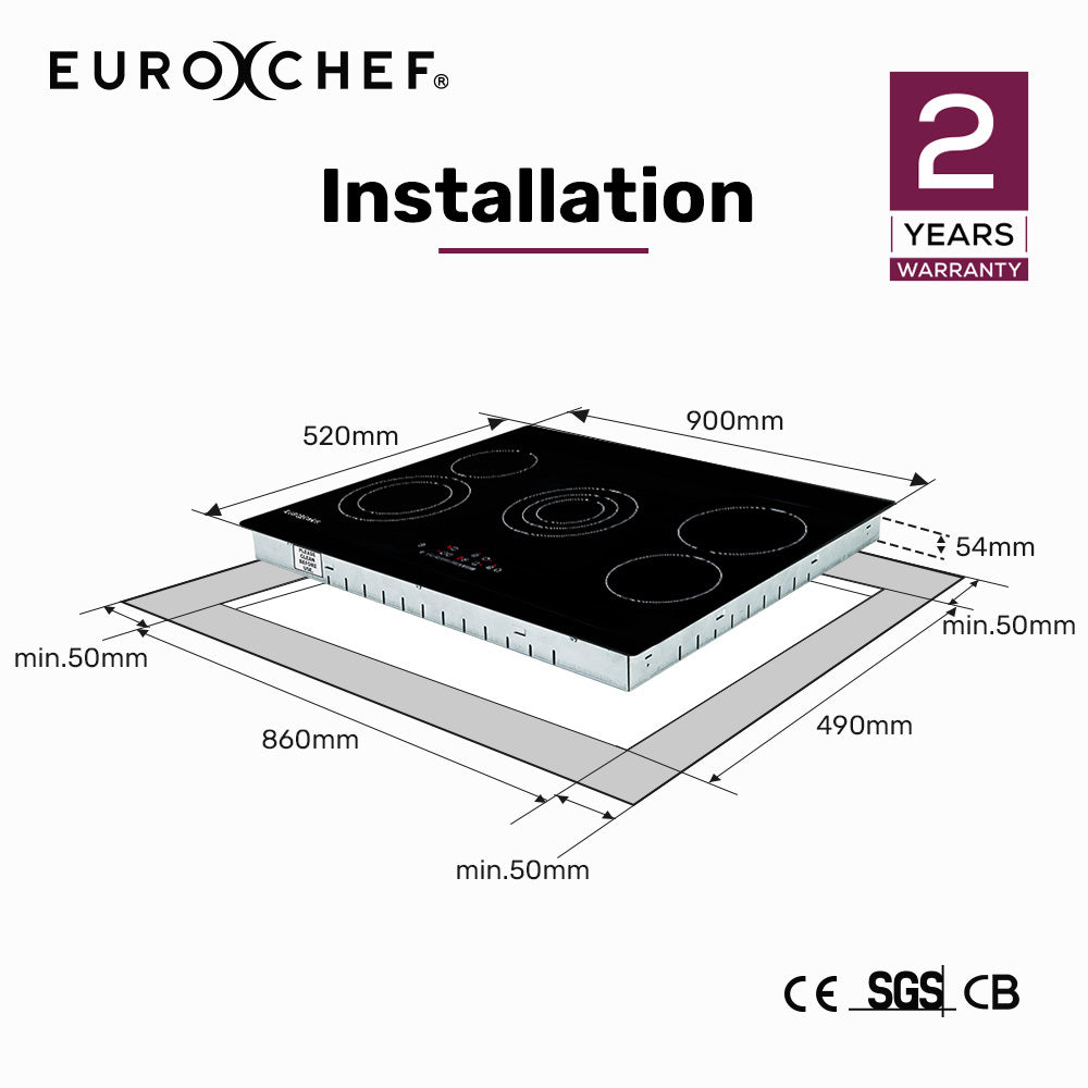 90cm 5 Zone Ceramic Electric Cooktop