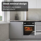 EuroChef 60cm Stainless Built-in 70L Grill 8 Function Fan Forced Electric Wall Oven